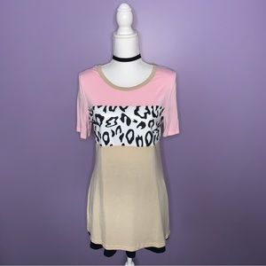 NEW Boutique Leopard Print Colorblock Top